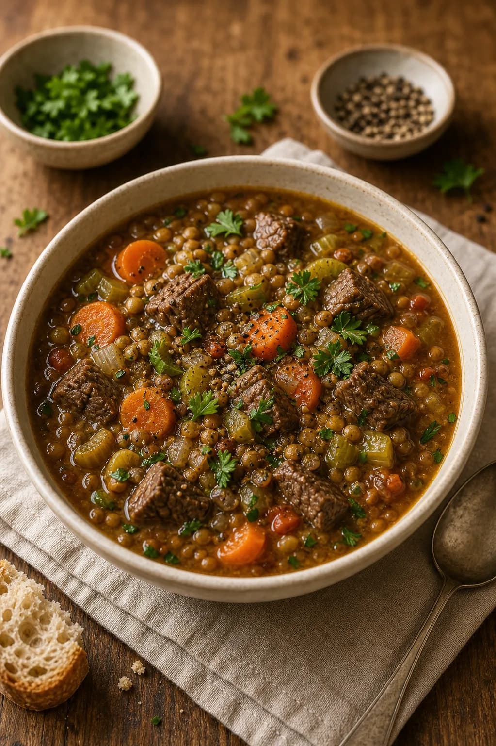Beef & Lentil Soup in the Narrated food library