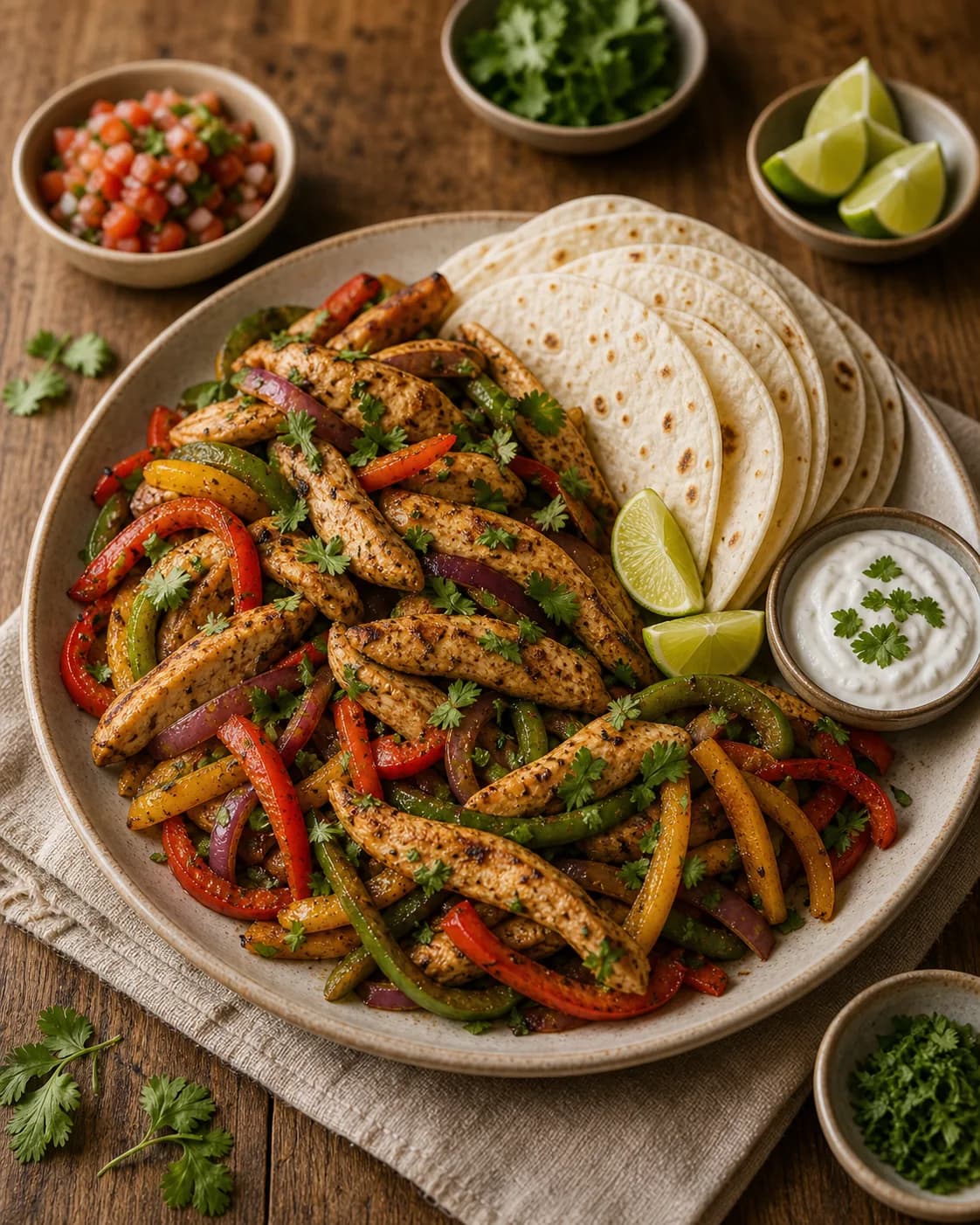 Chicken Fajitas with Peppers & Guacamole in the Narrated food library