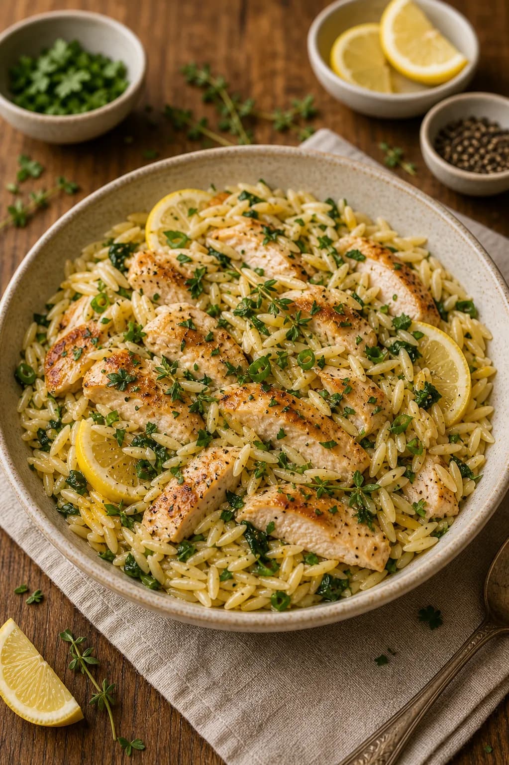 One-Pot Lemon Herb Chicken & Orzo in the Narrated food library