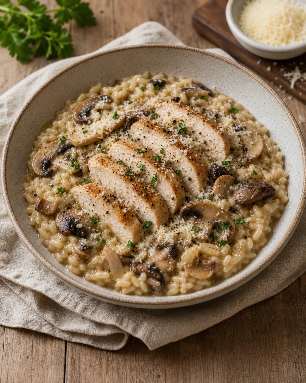 Chicken & Mushroom Risotto in the Narrated food library