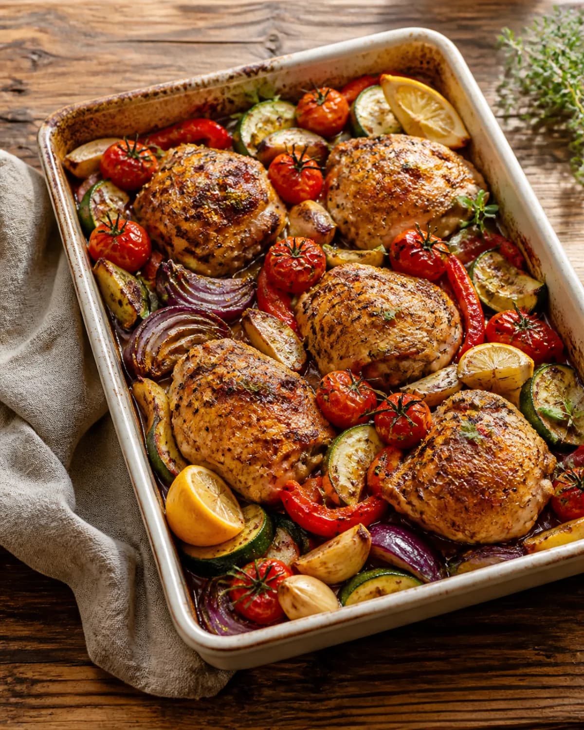 Roast Chicken & Vegetable Tray Bake in the Narrated food library