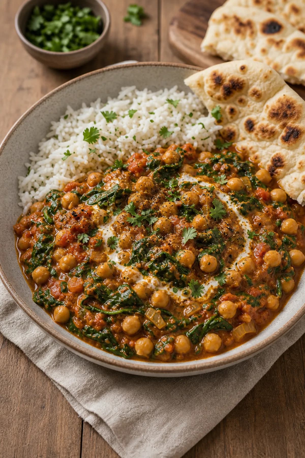 Chickpea, Spinach & Tomato Curry in the Narrated food library