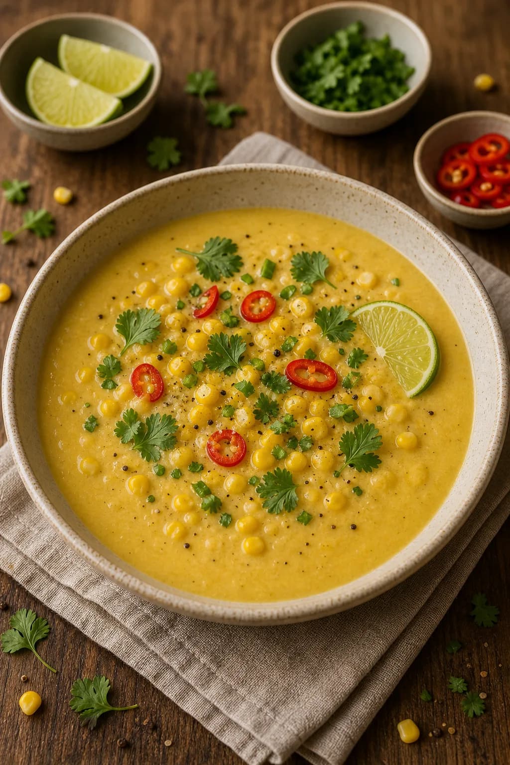 Sweetcorn Soup with Chilli & Lime in the Narrated food library