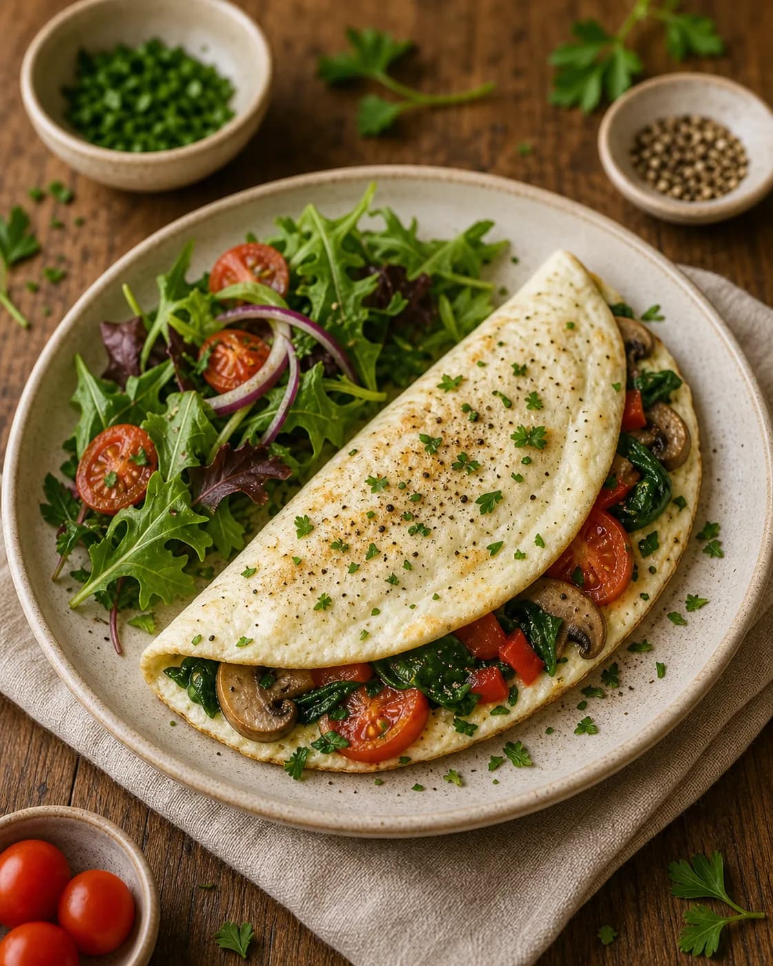 Egg White & Veggie Omelette in the Narrated food library