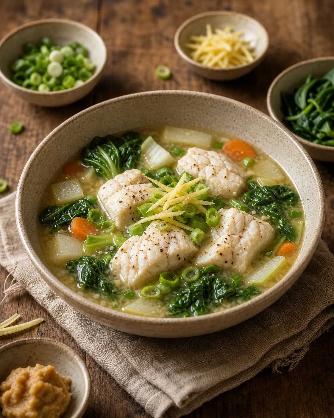 Ginger Miso Fish Stew in the Narrated food library