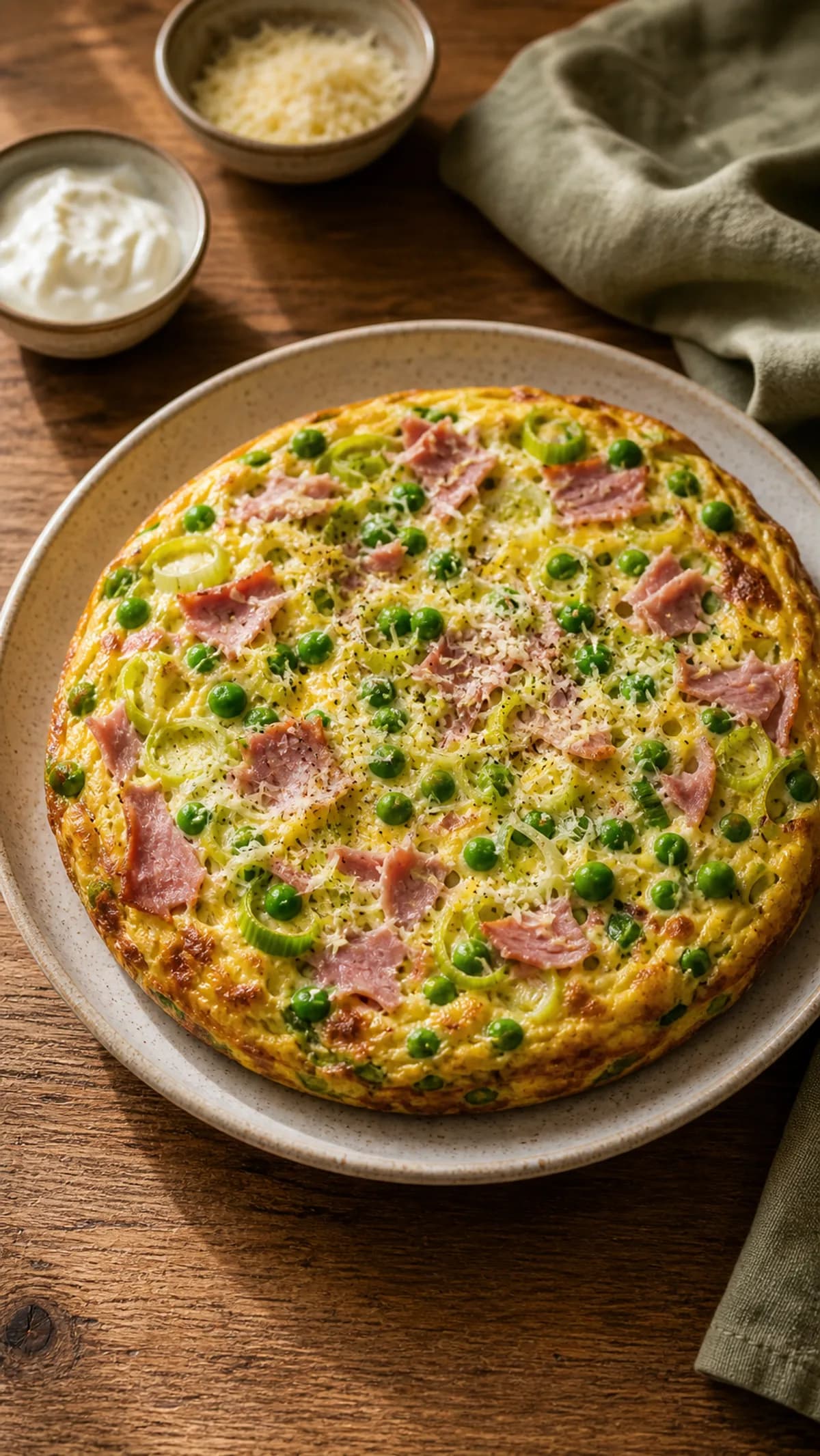 Ham, Pea & Leek Frittata in the Narrated food library