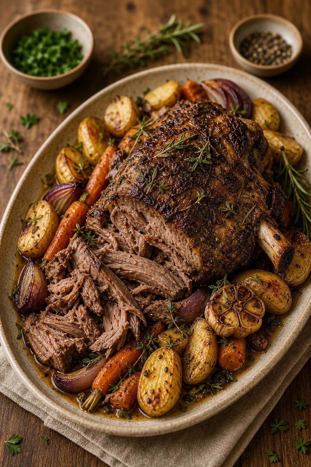 Slow-Roasted Lamb Shoulder with Herbs in the Narrated food library
