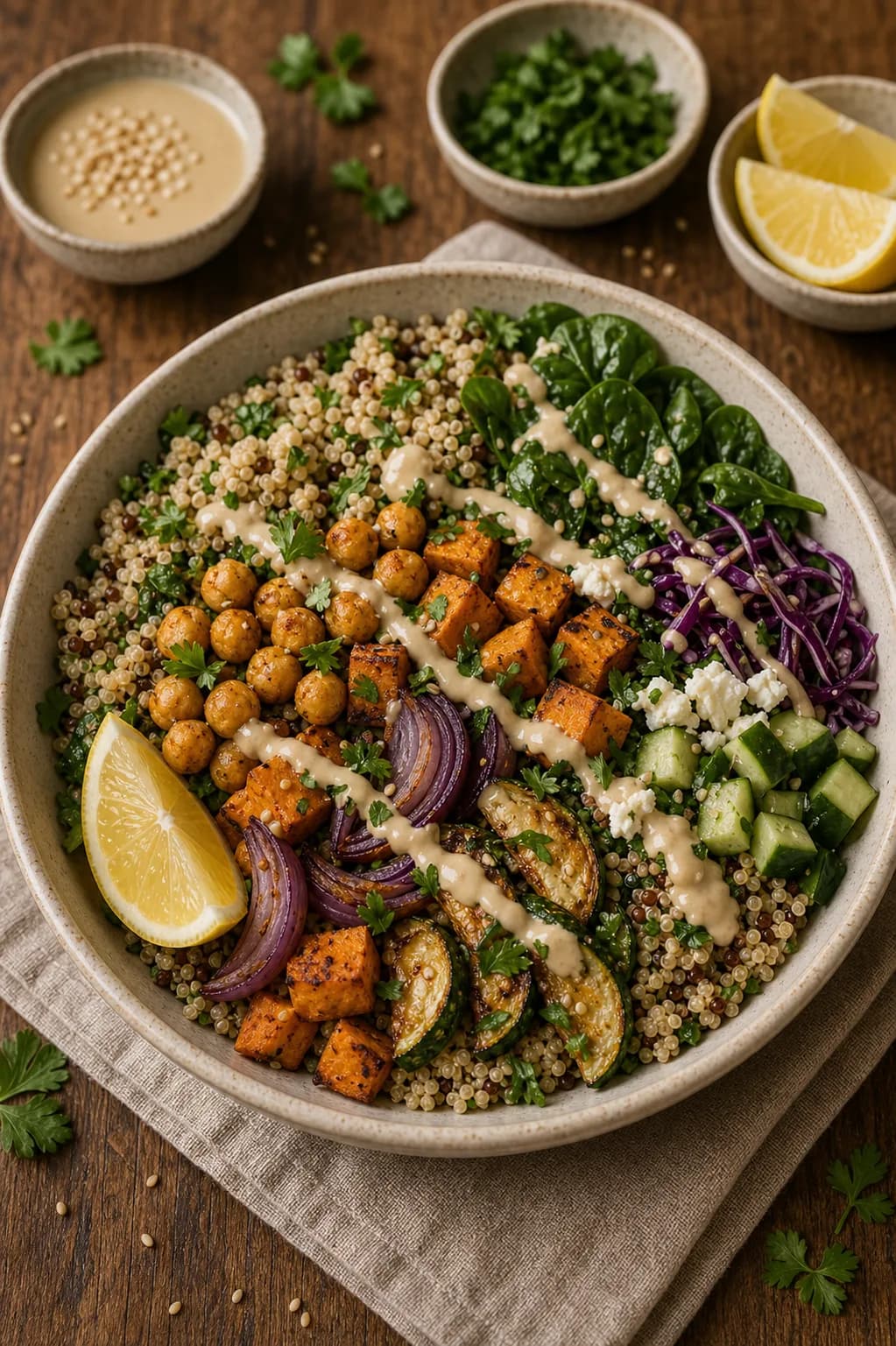 Lemon-Tahini Grain Bowl in the Narrated food library