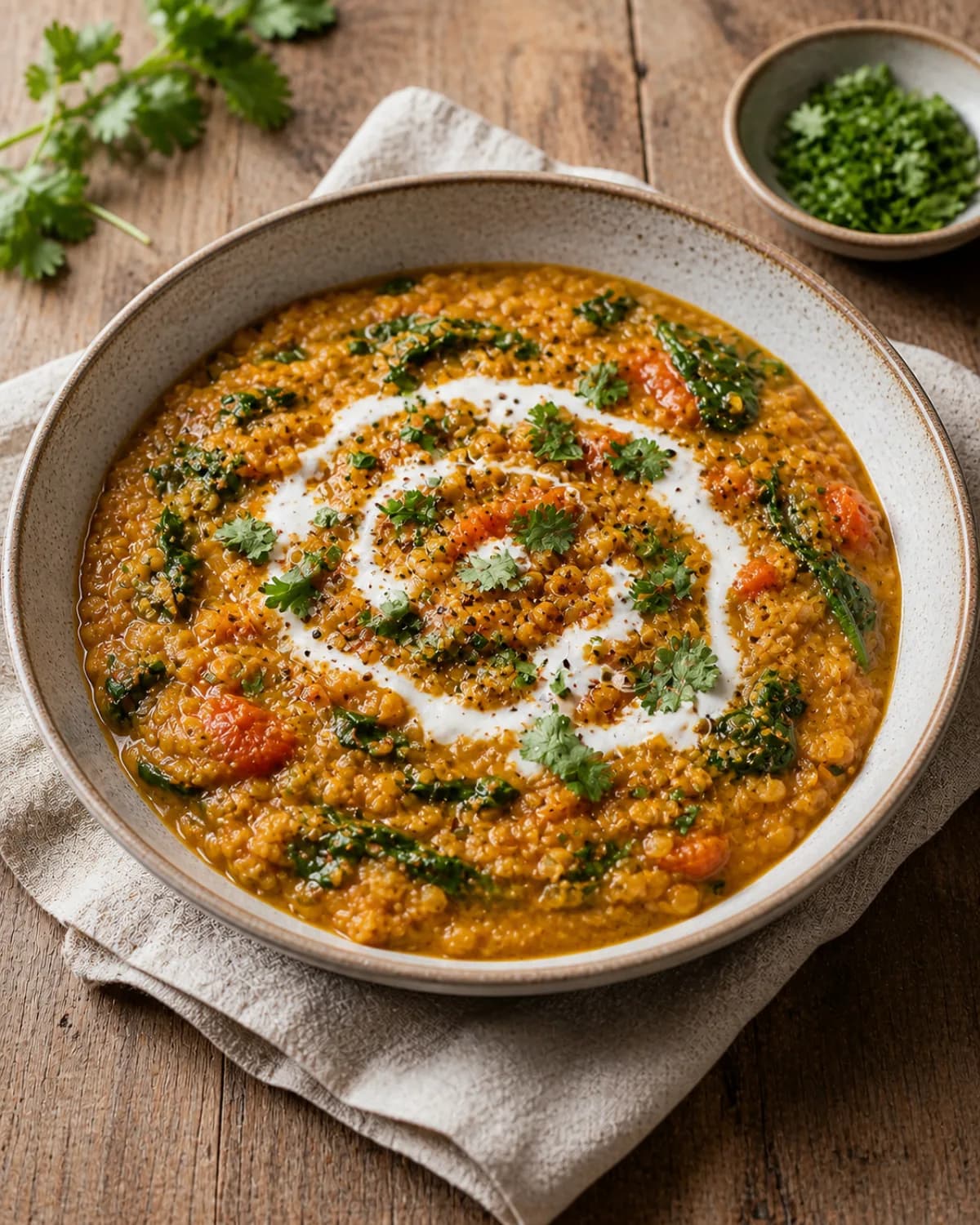 Red Lentil Dahl with Spinach in the Narrated food library