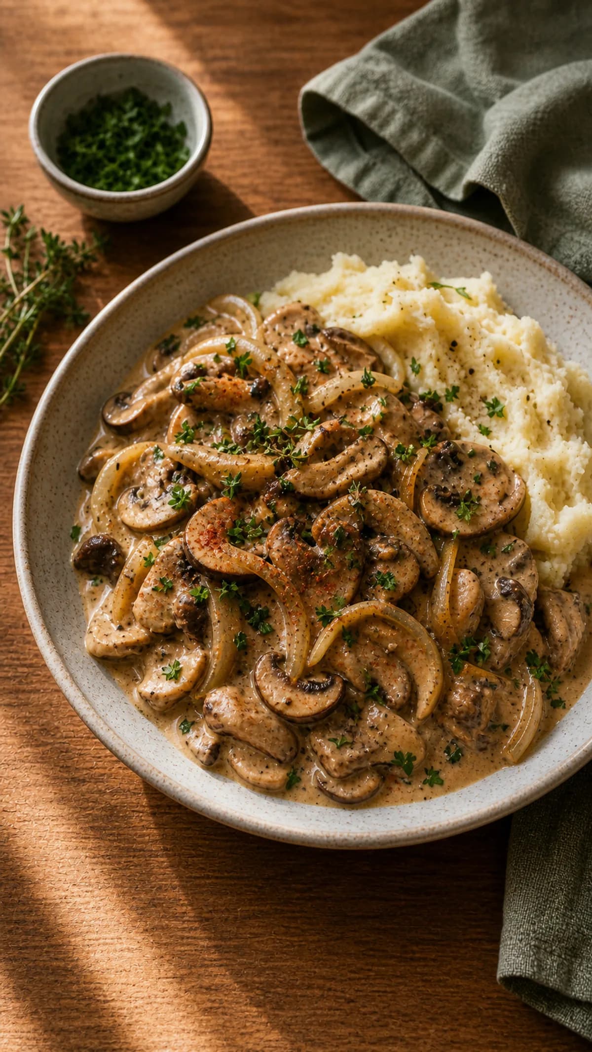 Mushroom Stroganoff in the Narrated food library
