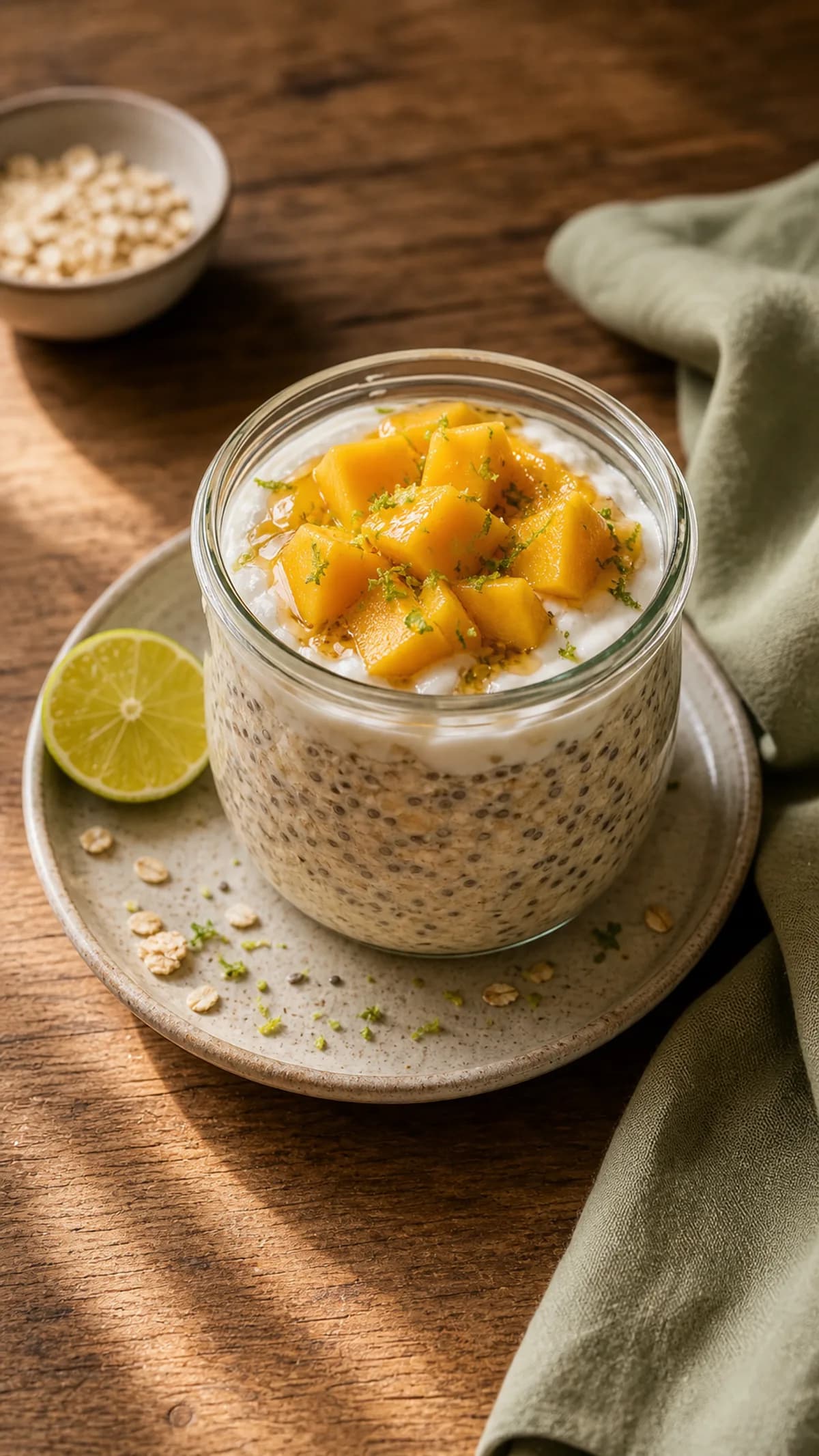 Overnight Oats with Chia & Mango in the Narrated food library