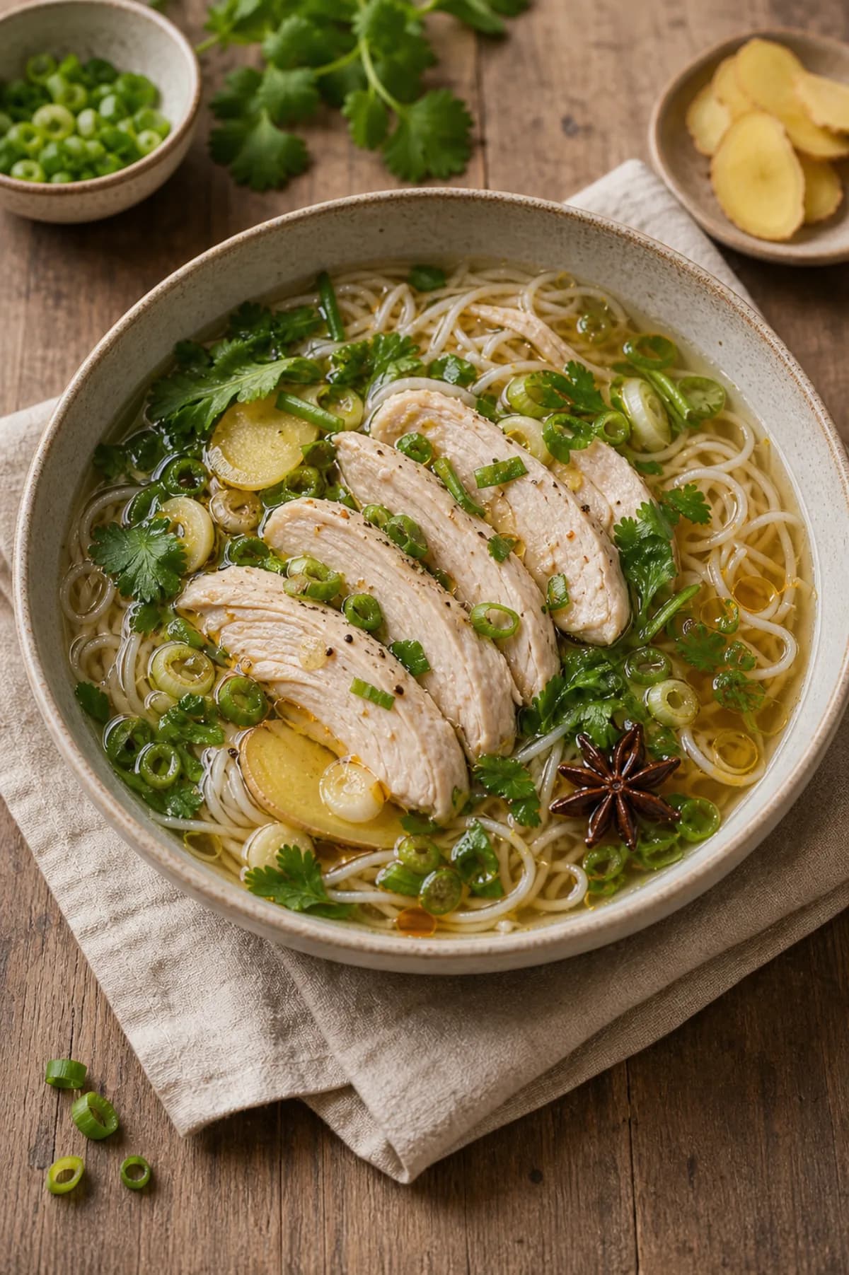 Poached Chicken in Ginger Broth in the Narrated food library