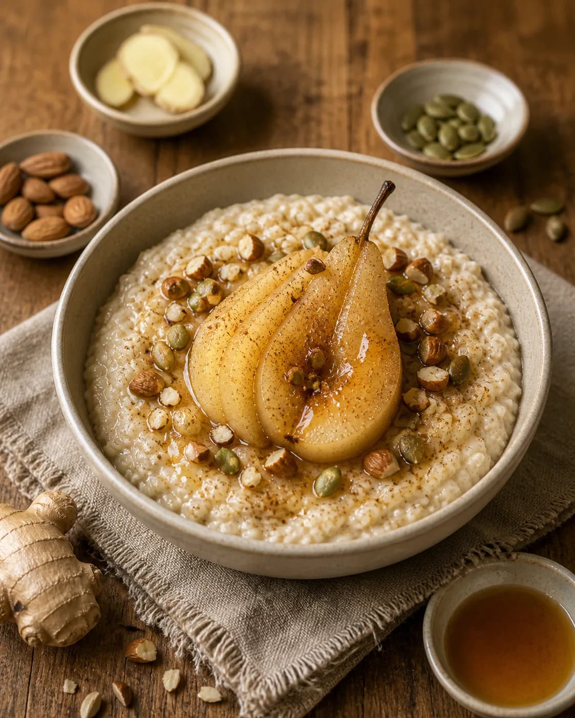 Poached Pear & Ginger Porridge in the Narrated food library