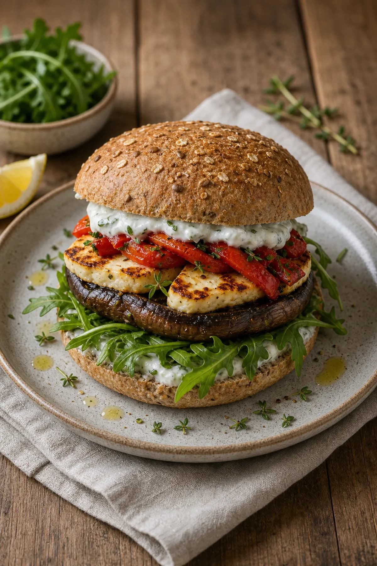 Portobello & Halloumi Burger in the Narrated food library