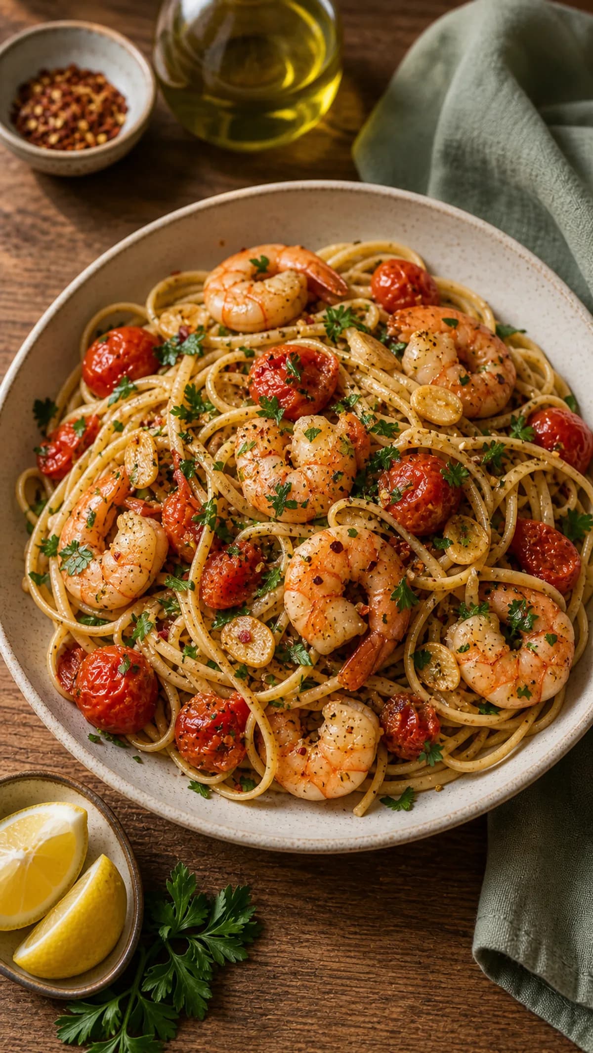 Prawn & Tomato Pasta in the Narrated food library
