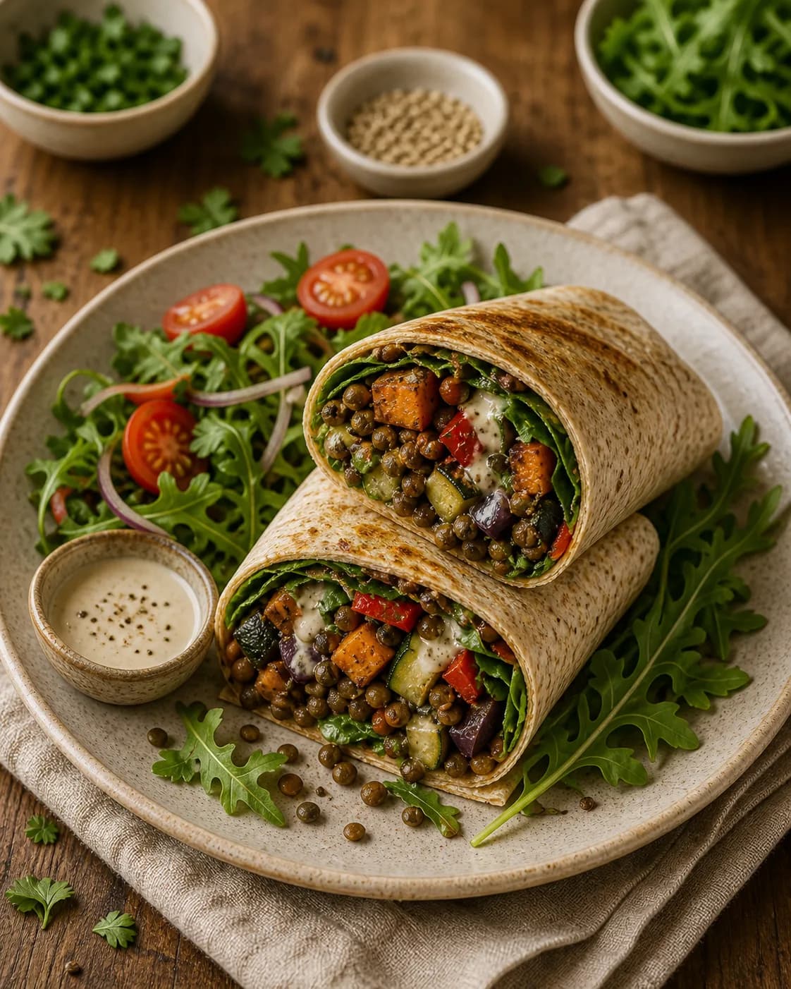 Roast Vegetable & Lentil Wrap in the Narrated food library