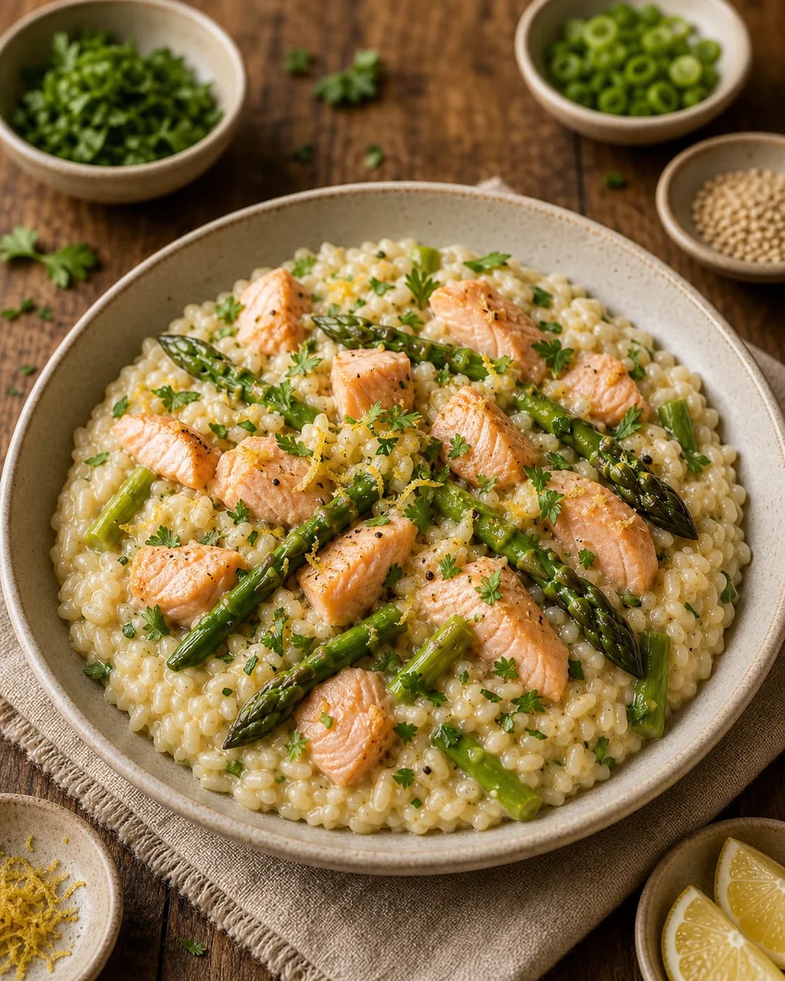 Salmon & Asparagus Risotto in the Narrated food library