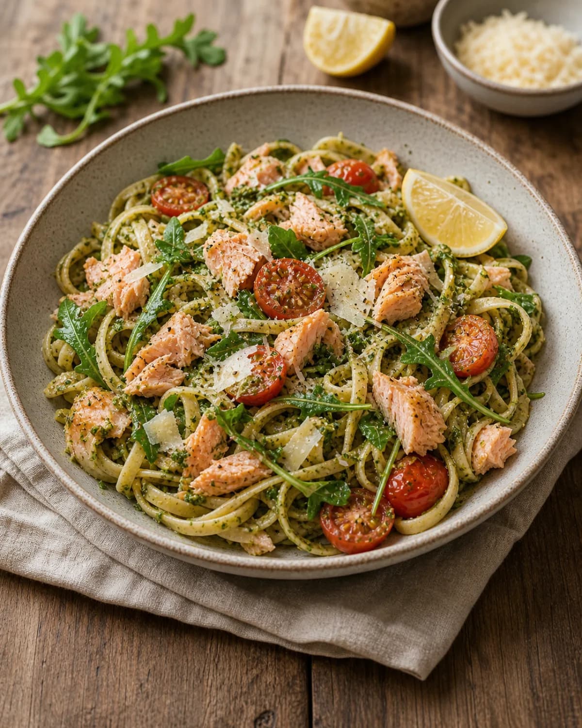 Salmon & Pesto Pasta in the Narrated food library