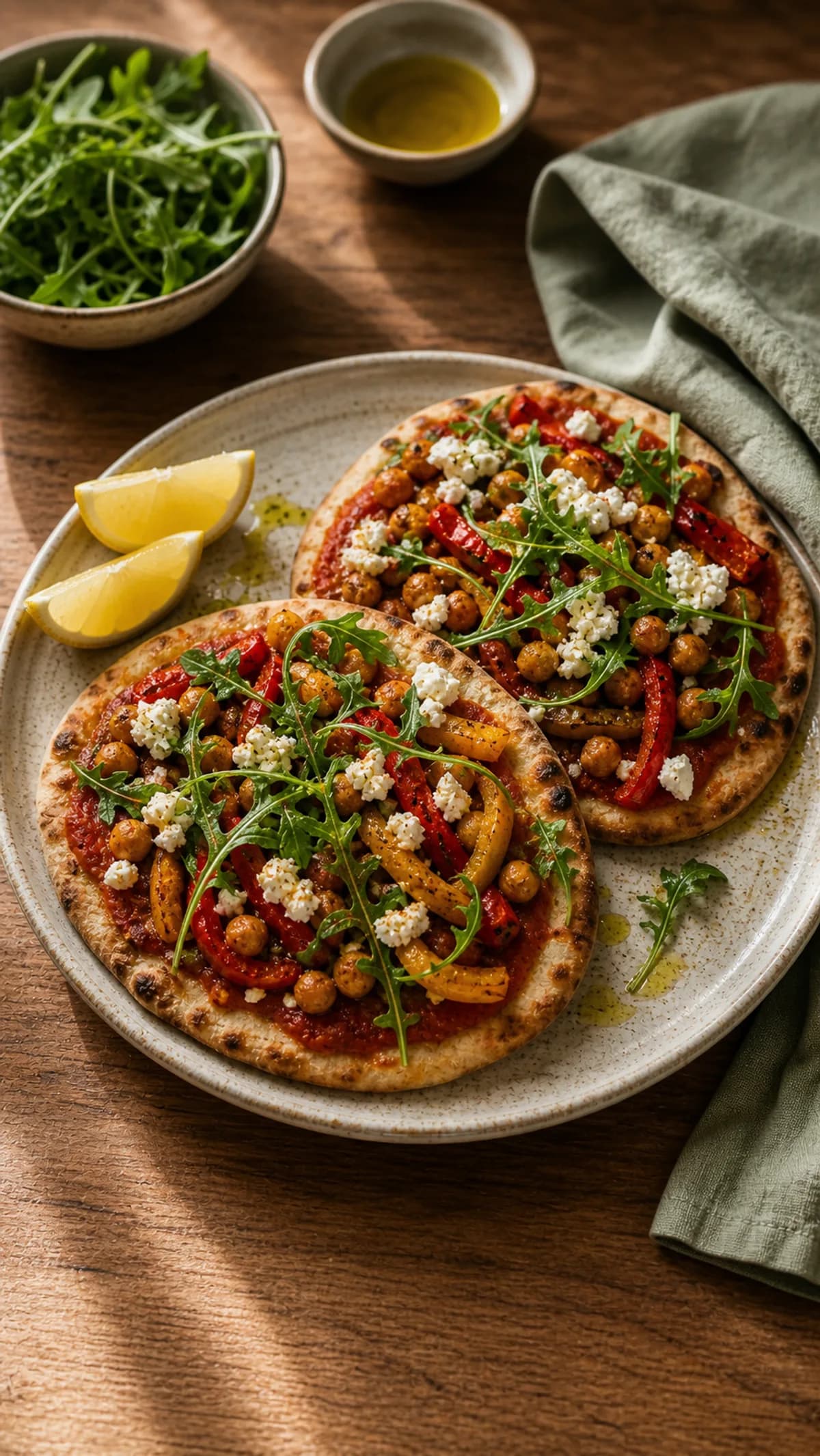 Spiced Chickpea Flatbread "Pizzas" in the Narrated food library
