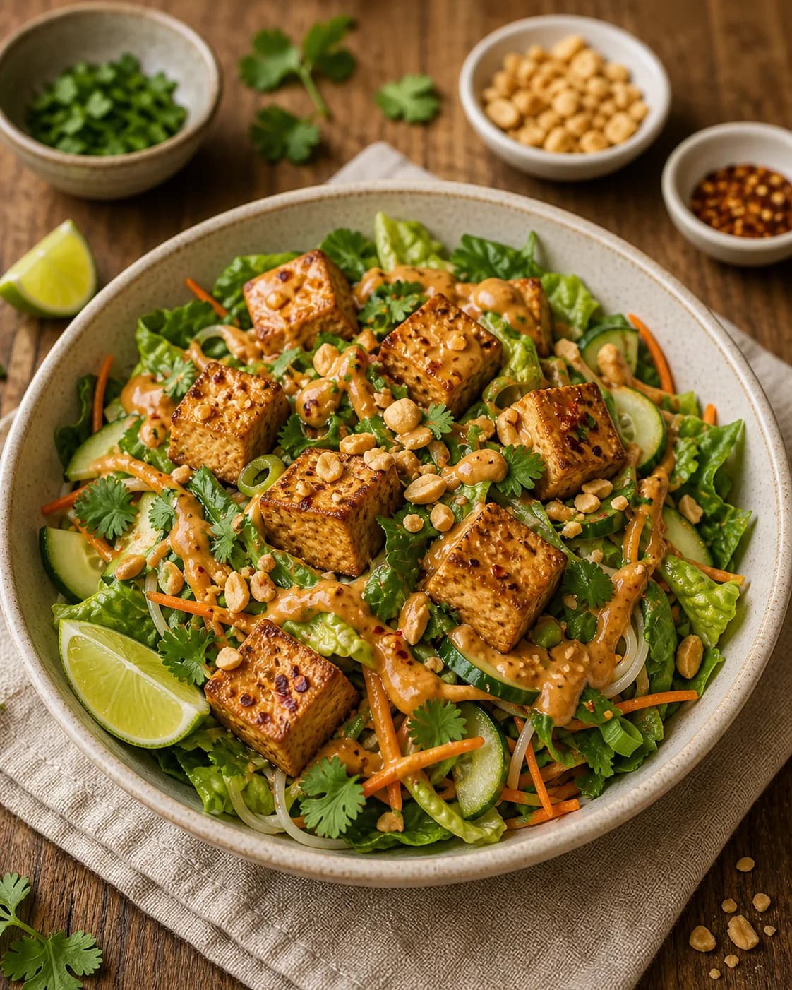 Spicy Peanut Tofu Salad in the Narrated food library