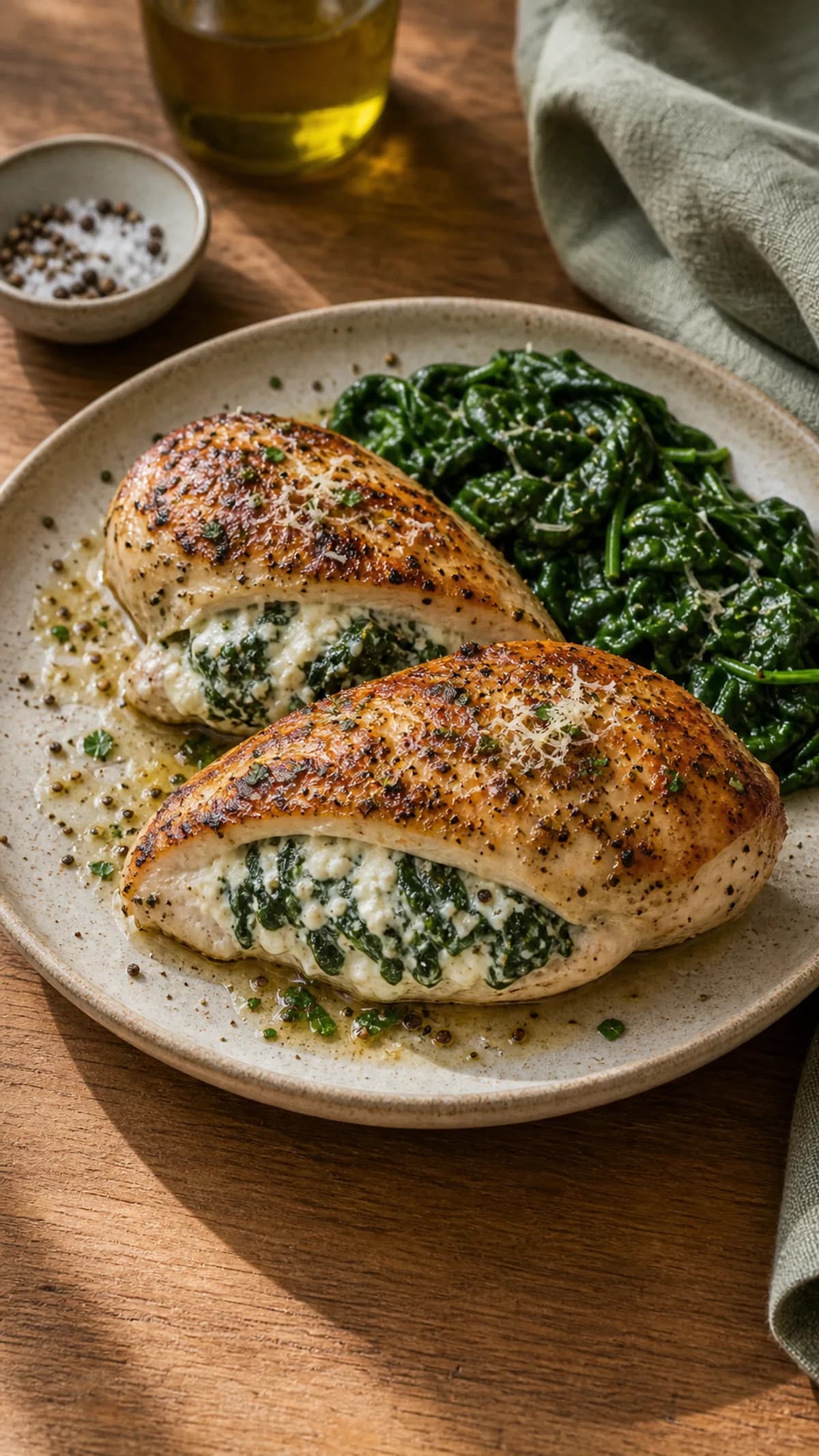 Spinach & Ricotta Stuffed Chicken Breast in the Narrated food library