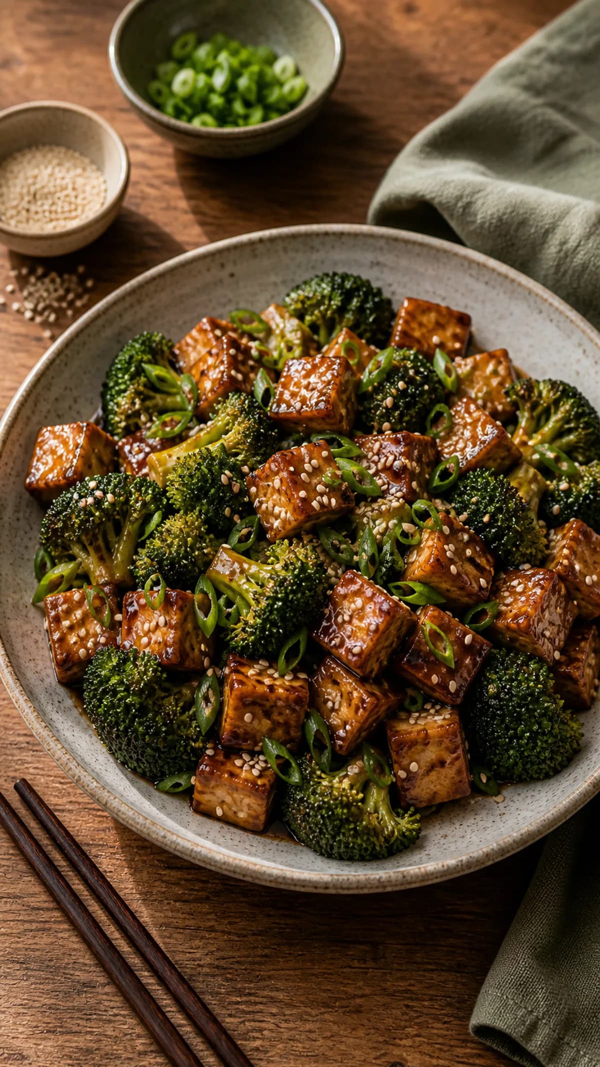 Sticky Sesame Tofu & Broccoli in the Narrated food library