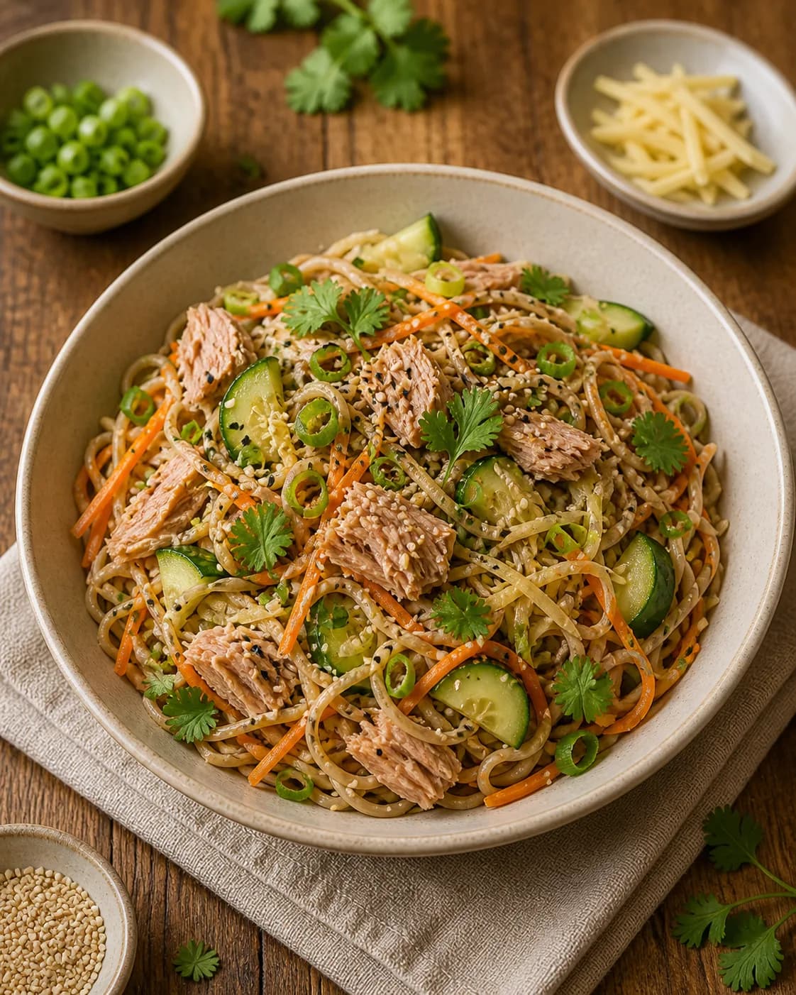 Tuna Noodle Salad with Ginger Dressing in the Narrated food library
