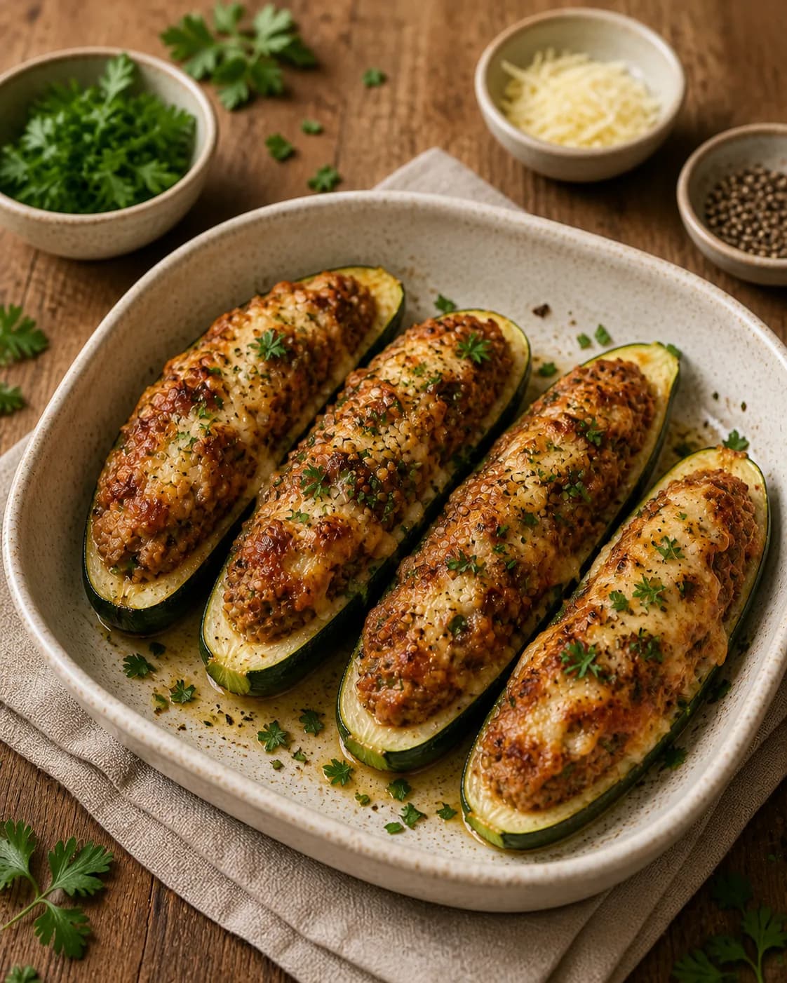 Turkey-Stuffed Courgettes in the Narrated food library