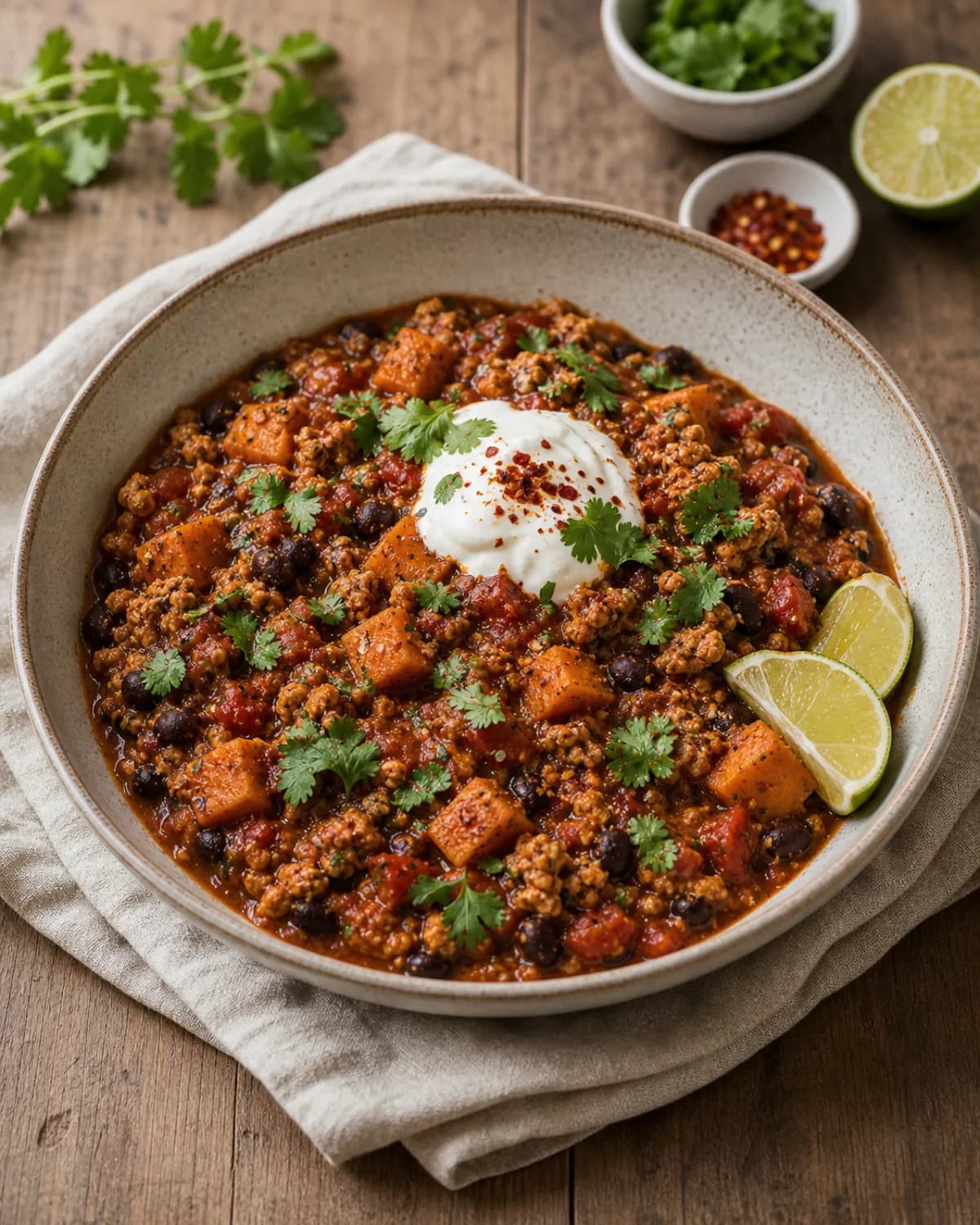 Turkey & Sweet Potato Chilli in the Narrated food library